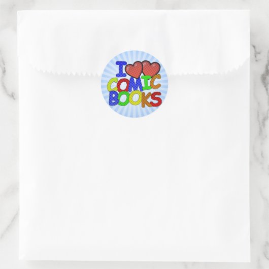 Sticker Rond I Love Comic Books (Sac)