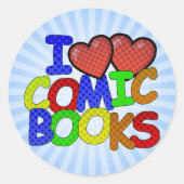 Sticker Rond I Love Comic Books (Devant)