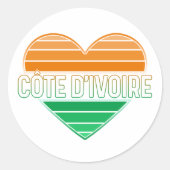 Sticker Rond I Love Côte d'Ivoire, Côte d'Ivoire Coeur (Devant)