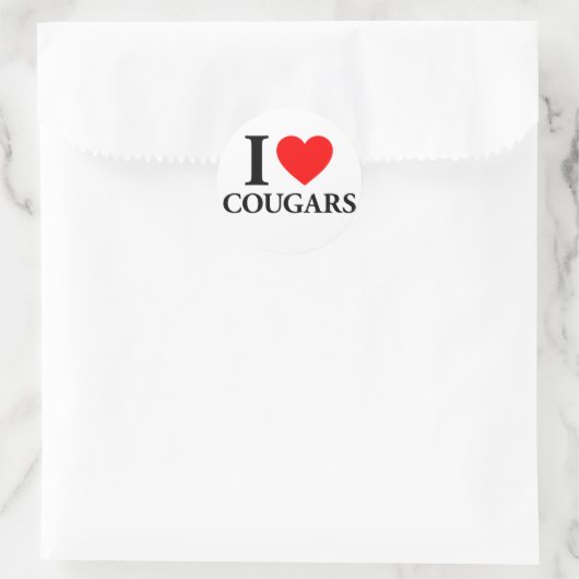 Sticker Rond I Love Cougars (Sac)