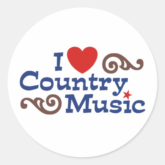 Sticker Rond I Love Country Music (Devant)