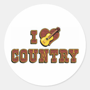 Sticker Rond I Love Country Music