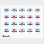 Sticker Rond I Love Crawfish (Feuille)