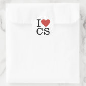 Sticker Rond I ❤️ Love CS Informatique Faculté/Étudiante (Sac)