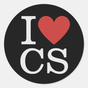 Sticker Rond I ❤️ Love CS Informatique Faculté/Étudiante