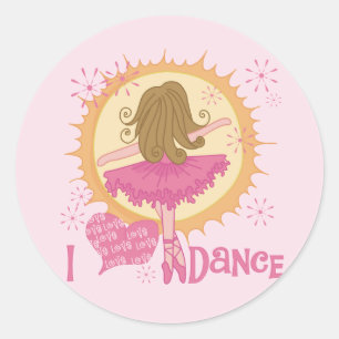 Sticker Rond I Love Dance Tshirts et cadeaux