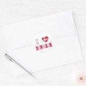 Sticker Rond I Love Danemark (Enveloppe)