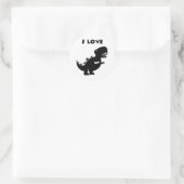 Sticker Rond I Love Dinosaures tyrannosaurus rex Silhouette Art (Sac)