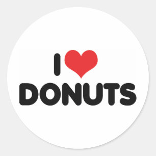 Sticker Rond I Love Donuts Coeur - Donut Snack Aliments Sucre A
