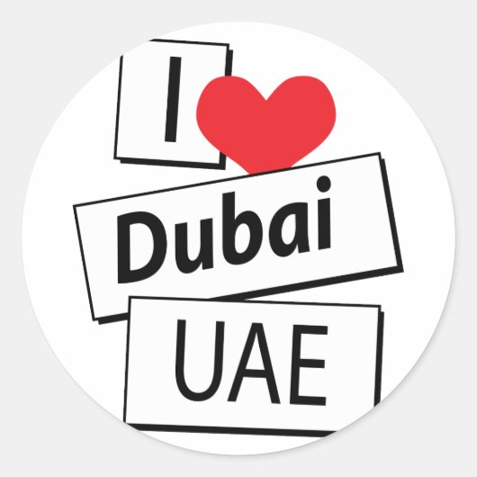 Sticker Rond I Love Dubai UAE (Devant)