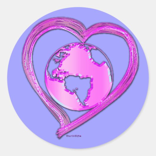 Sticker Rond I LOVE EARTH (Pink) Series (Devant)