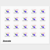 Sticker Rond I Love Eggplant (Feuille)