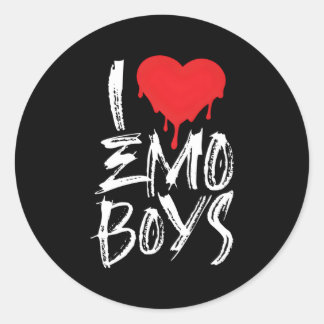 Sticker Rond I Love Emo Goth Grunge Alt 2000S Punk Scène Emo