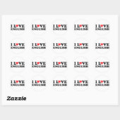Sticker Rond I Love English (Feuille)