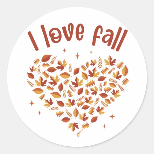 Sticker Rond I Love Fall. Heart W Leaves (Devant)