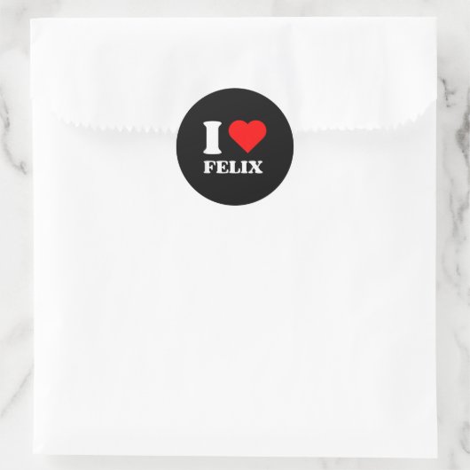 Sticker Rond I Love Felix I Heart Felix Name Y2k Valentines Day (Sac)