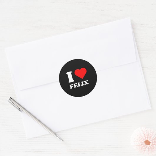 Sticker Rond I Love Felix I Heart Felix Name Y2k Valentines Day (Enveloppe)
