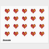 Sticker Rond I Love Figure Patinage Retro Design Coeur (Feuille)