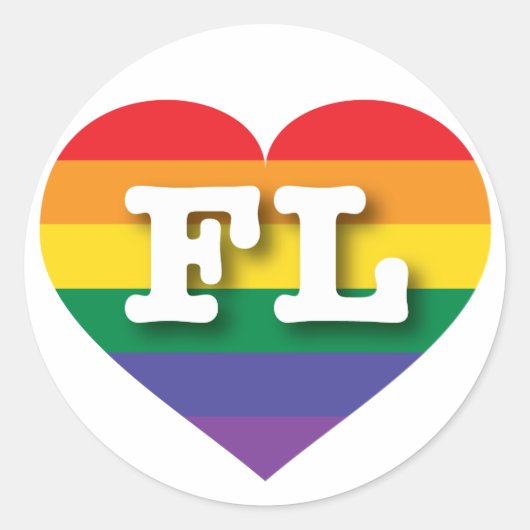 Sticker Rond I Love Florida Rainbow Heart (Devant)