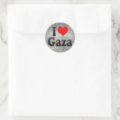 Sticker Rond I Love Gaza, Territoire Palestinien (Sac)