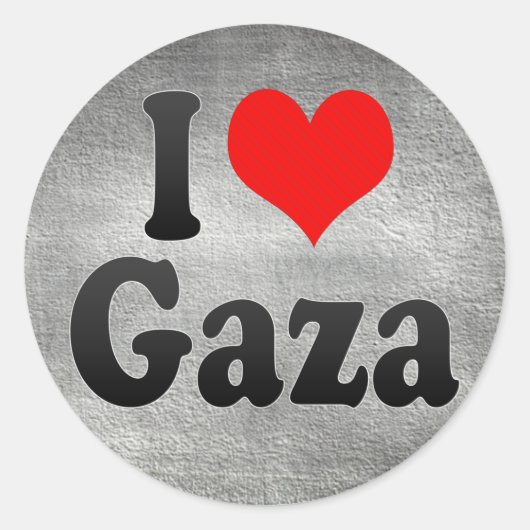 Sticker Rond I Love Gaza, Territoire Palestinien (Devant)