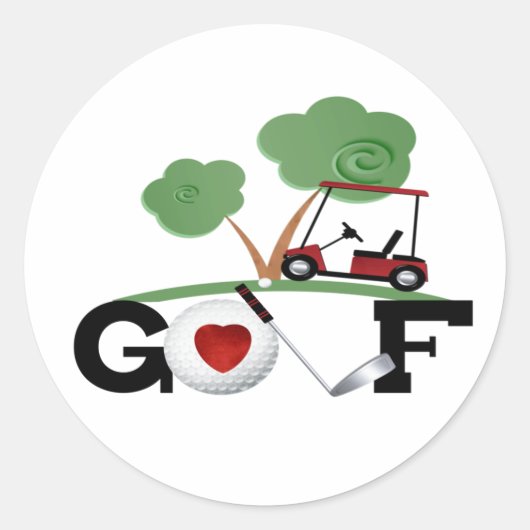 Sticker Rond I Love Golf (Devant)