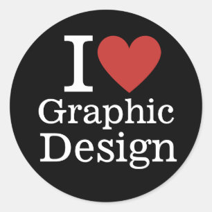 Sticker Rond I ❤️ Love Graphic Design for Student/Faculty