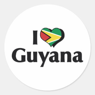 Sticker Rond I Love Guyana Flag