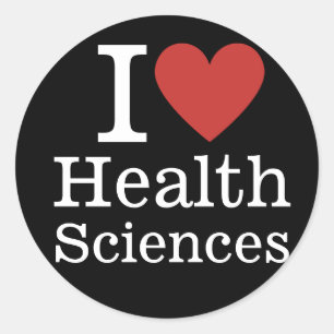 Sticker Rond I ❤️ Love Health Sciences for Students/Faculty