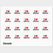 Sticker Rond I Love Heart Austin Texas (Feuille)