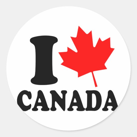 Sticker Rond I Love Heart Canada (Devant)