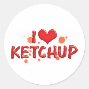 Sticker Rond I Love Heart Ketchup - Catsup Lover