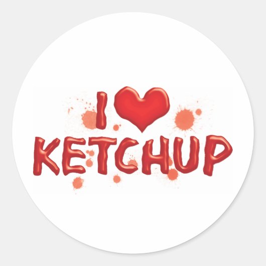 Sticker Rond I Love Heart Ketchup - Catsup Lover (Devant)