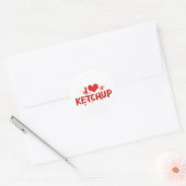 Sticker Rond I Love Heart Ketchup - Catsup Lover (Enveloppe)
