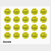 Sticker Rond I Love (Heart) My Australian Shepherd (Feuille)