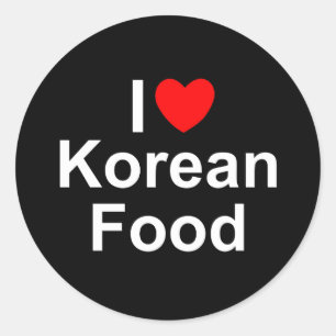 Sticker Rond I Love(Heart) Nourriture coréenne