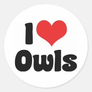 Sticker Rond I Love Heart Owts - Owl Lover