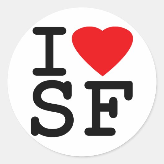Sticker Rond I Love Heart San Francisco (Devant)