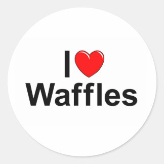 Sticker Rond I Love (Heart) Waffles
