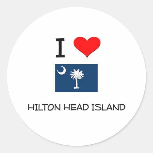 Sticker Rond I Love Hilton Head Island Caroline du Sud (Devant)