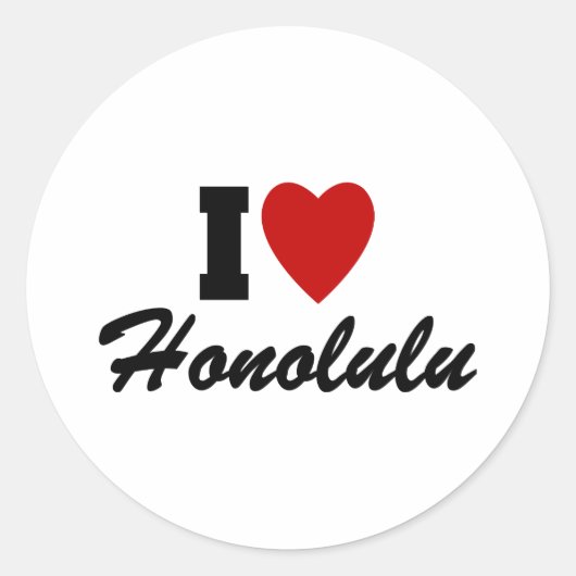 Sticker Rond I Love Honolulu (Devant)