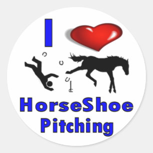 Sticker Rond I Love HorseShoe Pitching