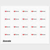 Sticker Rond I Love House (Feuille)