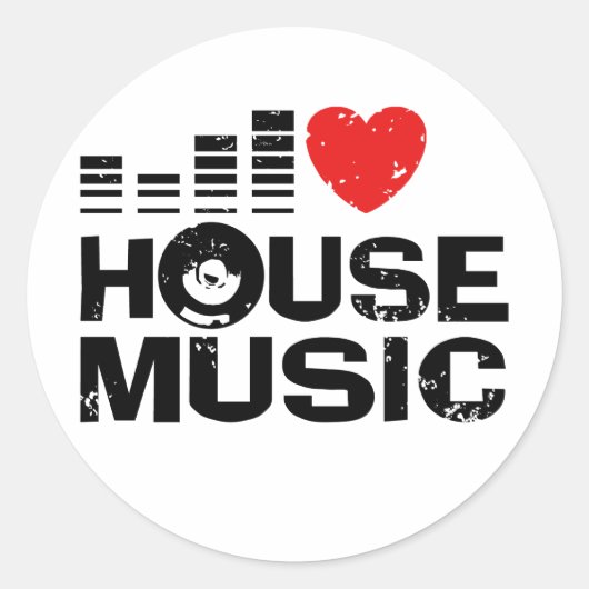 Sticker Rond I Love House Music (Devant)