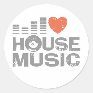 Sticker Rond I Love House Music