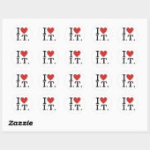 Sticker Rond I ❤️ Love I.T. Informatique Personnel PERSONNALISÉ (Feuille)