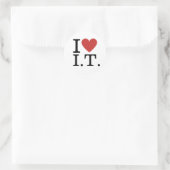 Sticker Rond I ❤️ Love I.T. Informatique Personnel PERSONNALISÉ (Sac)