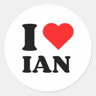 Sticker Rond I Love Ian I Heart Ian Name Y2k Christmas