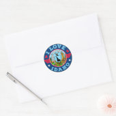 Sticker Rond I Love Idaho State Map and Flag (Enveloppe)