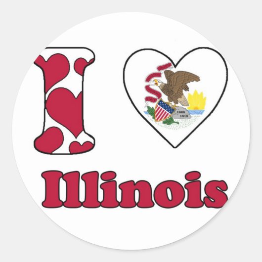 Sticker Rond I love Illinois (Devant)